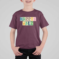 Harris Walz Supporter T Shirt For Kid Colorful Quilted Paper Pattern US Presidential Election - Wonder Print Shop