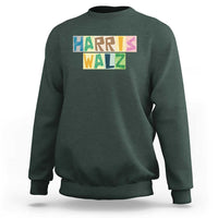 Harris Walz Supporter Sweatshirt Colorful Quilted Paper Pattern US Presidential Election - Wonder Print Shop