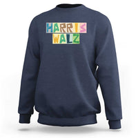 Harris Walz Supporter Sweatshirt Colorful Quilted Paper Pattern US Presidential Election - Wonder Print Shop