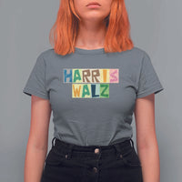 Harris Walz Supporter T Shirt For Women Colorful Quilted Paper Pattern US Presidential Election - Wonder Print Shop