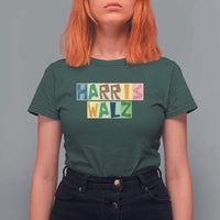 Harris Walz Supporter T Shirt For Women Colorful Quilted Paper Pattern US Presidential Election - Wonder Print Shop