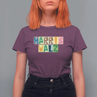 Harris Walz Supporter T Shirt For Women Colorful Quilted Paper Pattern US Presidential Election - Wonder Print Shop