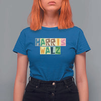 Harris Walz Supporter T Shirt For Women Colorful Quilted Paper Pattern US Presidential Election - Wonder Print Shop