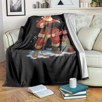 Christmas Santa Machine Gun Throw Blanket Behave Xmas Gun Lover - Wonder Print Shop