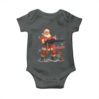 Christmas Santa Machine Gun Baby Onesie Behave Xmas Gun Lover - Wonder Print Shop