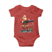 Christmas Santa Machine Gun Baby Onesie Behave Xmas Gun Lover - Wonder Print Shop