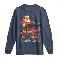 Christmas Santa Machine Gun Long Sleeve Shirt Behave Xmas Gun Lover - Wonder Print Shop