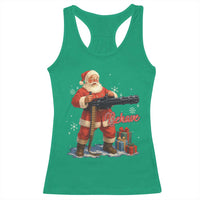 Christmas Santa Machine Gun Racerback Tank Top Behave Xmas Gun Lover - Wonder Print Shop