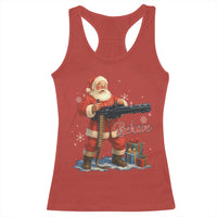 Christmas Santa Machine Gun Racerback Tank Top Behave Xmas Gun Lover - Wonder Print Shop