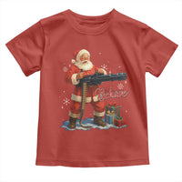 Christmas Santa Machine Gun Toddler T Shirt Behave Xmas Gun Lover - Wonder Print Shop
