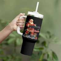 Christmas Santa Machine Gun Tumbler With Handle Behave Xmas Gun Lover - Wonder Print Shop