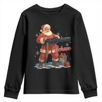 Christmas Santa Machine Gun Youth Sweatshirt Behave Xmas Gun Lover - Wonder Print Shop