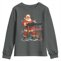 Christmas Santa Machine Gun Youth Sweatshirt Behave Xmas Gun Lover - Wonder Print Shop