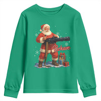 Christmas Santa Machine Gun Youth Sweatshirt Behave Xmas Gun Lover - Wonder Print Shop