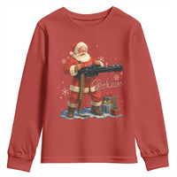 Christmas Santa Machine Gun Youth Sweatshirt Behave Xmas Gun Lover - Wonder Print Shop