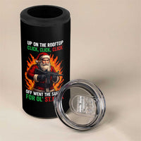 Funny Gun Christmas 4 in 1 Can Cooler Tumbler Up On The Rooftop Click Click Off Went The Safety For Ol St Nick - Wonder Print Shop
