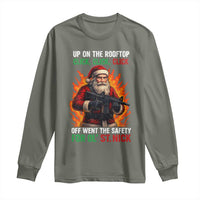 Funny Gun Christmas Long Sleeve Shirt Up On The Rooftop Click Click Off Went The Safety For Ol St Nick - Wonder Print Shop