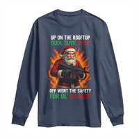 Funny Gun Christmas Long Sleeve Shirt Up On The Rooftop Click Click Off Went The Safety For Ol St Nick - Wonder Print Shop