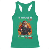 Funny Gun Christmas Racerback Tank Top Up On The Rooftop Click Click Off Went The Safety For Ol St Nick - Wonder Print Shop