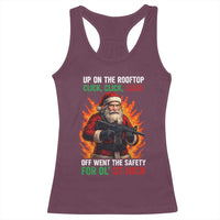 Funny Gun Christmas Racerback Tank Top Up On The Rooftop Click Click Off Went The Safety For Ol St Nick - Wonder Print Shop