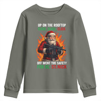 Funny Gun Christmas Youth Sweatshirt Up On The Rooftop Click Click Off Went The Safety For Ol St Nick - Wonder Print Shop