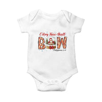 Every Knee Shall Bow Baby Onesie Santa Christmas Nativity Scene Bible Verse - Wonder Print Shop