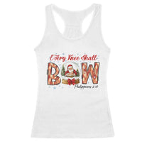 Every Knee Shall Bow Racerback Tank Top Santa Christmas Nativity Scene Bible Verse - Wonder Print Shop