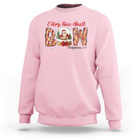 Every Knee Shall Bow Sweatshirt Santa Christmas Nativity Scene Bible Verse - Wonder Print Shop