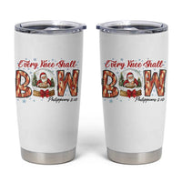 Every Knee Shall Bow Tumbler Cup Santa Christmas Nativity Scene Bible Verse - Wonder Print Shop