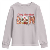 Every Knee Shall Bow Youth Sweatshirt Santa Christmas Nativity Scene Bible Verse - Wonder Print Shop