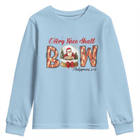 Every Knee Shall Bow Youth Sweatshirt Santa Christmas Nativity Scene Bible Verse - Wonder Print Shop