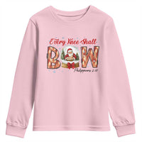 Every Knee Shall Bow Youth Sweatshirt Santa Christmas Nativity Scene Bible Verse - Wonder Print Shop