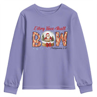 Every Knee Shall Bow Youth Sweatshirt Santa Christmas Nativity Scene Bible Verse - Wonder Print Shop
