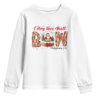 Every Knee Shall Bow Youth Sweatshirt Santa Christmas Nativity Scene Bible Verse - Wonder Print Shop
