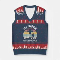 Ski Patrol You Fall We Haul V-Neck Knit Sweater Vest Funny Skiing Skier Winter Sport - Wonder Print Shop