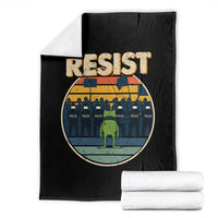 Frog Resist Throw Blanket Portland Frog Activist Protest Retro Sunset - Wonder Print Shop