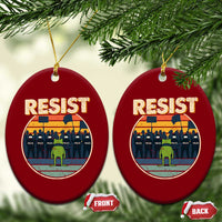 Frog Resist Ceramic Ornament Portland Frog Activist Protest Retro Sunset - Wonder Print Shop