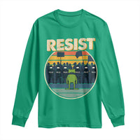 Frog Resist Long Sleeve Shirt Portland Frog Activist Protest Retro Sunset - Wonder Print Shop