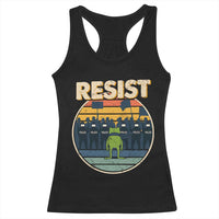 Frog Resist Racerback Tank Top Portland Frog Activist Protest Retro Sunset - Wonder Print Shop