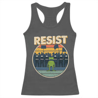 Frog Resist Racerback Tank Top Portland Frog Activist Protest Retro Sunset - Wonder Print Shop