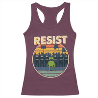 Frog Resist Racerback Tank Top Portland Frog Activist Protest Retro Sunset - Wonder Print Shop