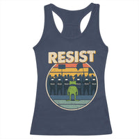 Frog Resist Racerback Tank Top Portland Frog Activist Protest Retro Sunset - Wonder Print Shop