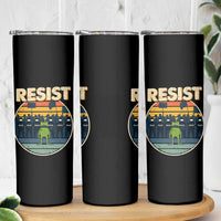 Frog Resist Skinny Tumbler Portland Frog Activist Protest Retro Sunset - Wonder Print Shop