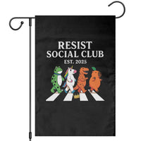 Resist Social Club 2025 Garden Flag Portland Frog Animals Mascot Walking - Wonder Print Shop