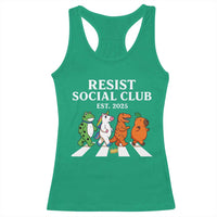 Resist Social Club 2025 Racerback Tank Top Portland Frog Animals Mascot Walking - Wonder Print Shop