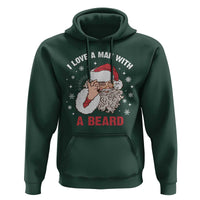 Funny Christmas Santa Hoodie I Love A Man With A Beard Snowflake