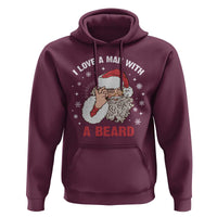 Funny Christmas Santa Hoodie I Love A Man With A Beard Snowflake