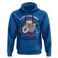 Funny Christmas Santa Hoodie I Love A Man With A Beard Snowflake