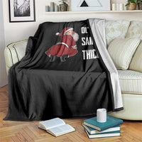 Funny Christmas Naughty Santa Throw Blanket Ol' Saint Thicc Kiss My Ass - Wonder Print Shop
