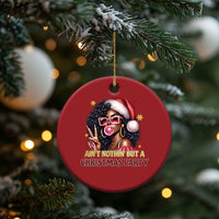 Funny African American Xmas Christmas Ornament Ain't Nothin' But A Xmas Party Black Melanin Santa Girl - Wonder Print Shop